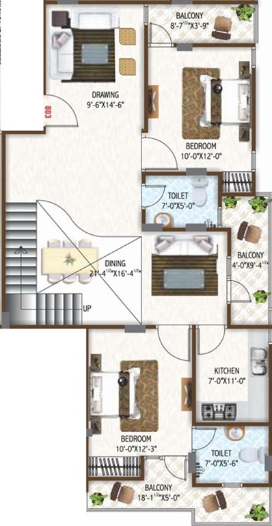 Apeksha Festiva (3BHK+3T (2,347 sq ft) 2347 sq ft)