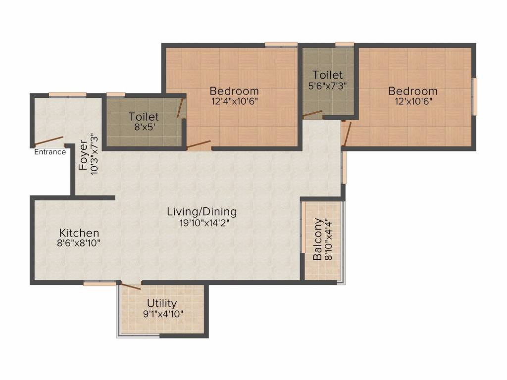 GR Brundavan (2BHK+2T (1,115 sq ft) 1115 sq ft)