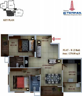Pentium Eternia (2BHK+2T (1,278 sq ft) 1278 sq ft)