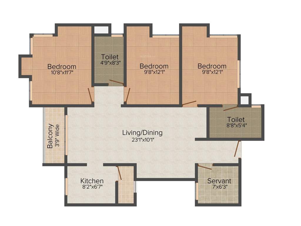 Ganguly Group 4 Sight Florence 3BHK+2T (1,545 sq ft) Servant Room
