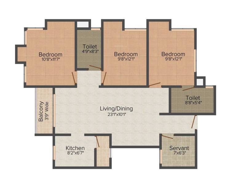 Ganguly Group 4 Sight Florence 3BHK+2T (1,545 sq ft)   Servant Room