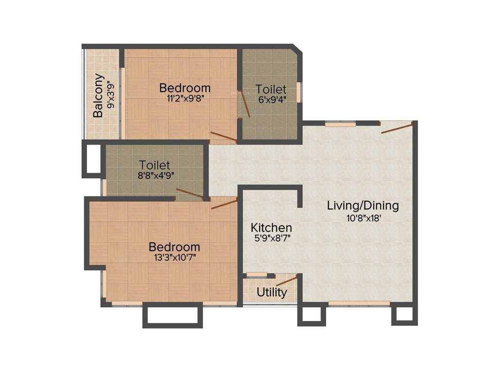 Ganguly Group 4 Sight Florence 2BHK+2T (1,139 sq ft)