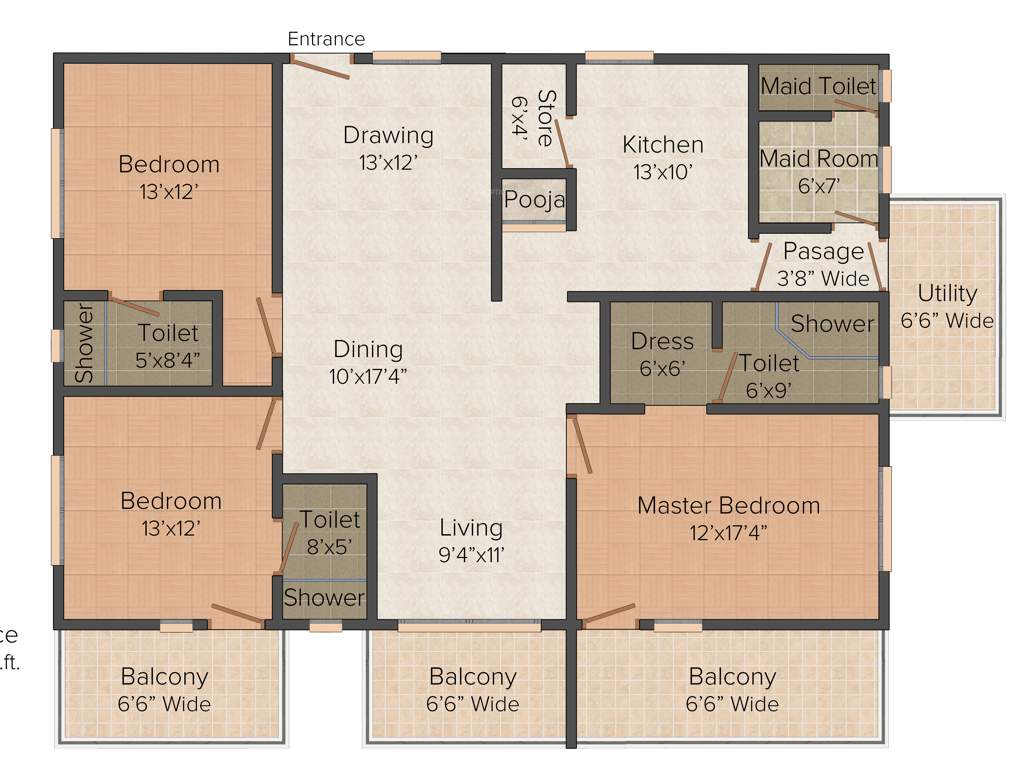 Lansum Oxygen Towers (3BHK+3T (2,480 sq ft) + Servant Room 2480 sq ft)