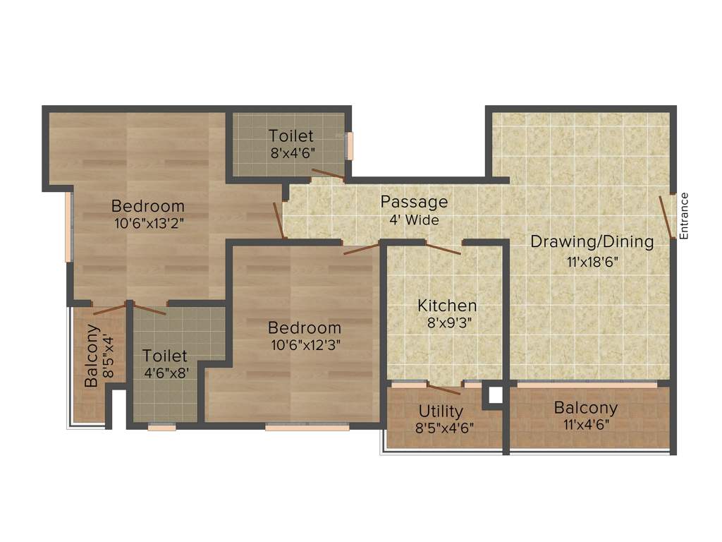 KGK The Oasis (2BHK+2T (1,227 sq ft) 1227 sq ft)