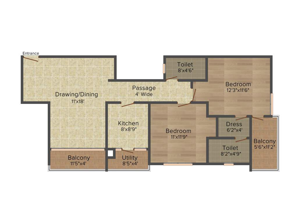 KGK The Oasis (2BHK+2T (1,332 sq ft) 1332 sq ft)