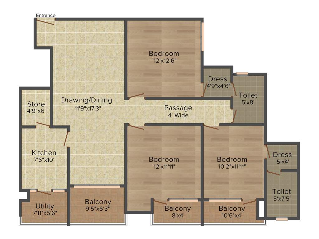 KGK The Oasis (3BHK+3T (1,719 sq ft) 1719 sq ft)