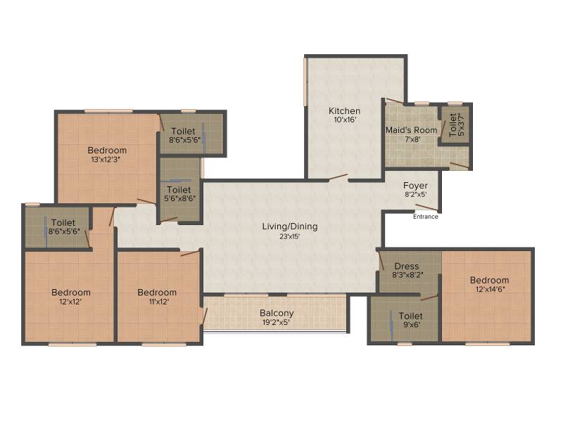 Prestige Misty Waters (4BHK+4T (2,392 sq ft) + Servant Room 2392 sq ft)