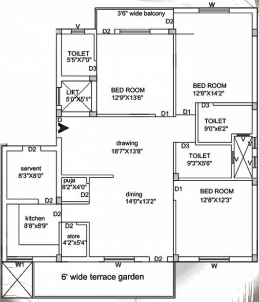 Grandmark Exotica (3BHK+3T (2,030 sq ft) + Servant Room 2030 sq ft)