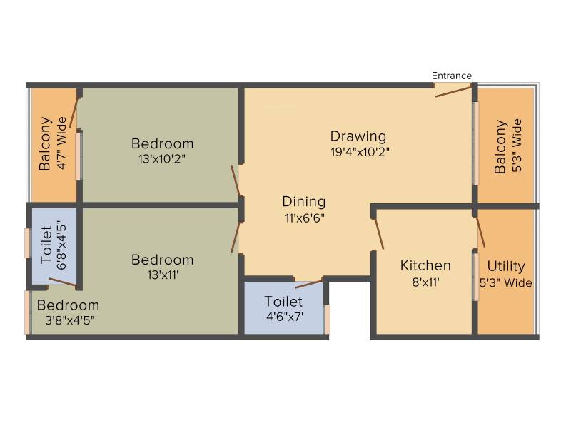 Sree Mahaveer Srinivasa Sunridge (2BHK+2T (1,196 sq ft) 1196 sq ft)