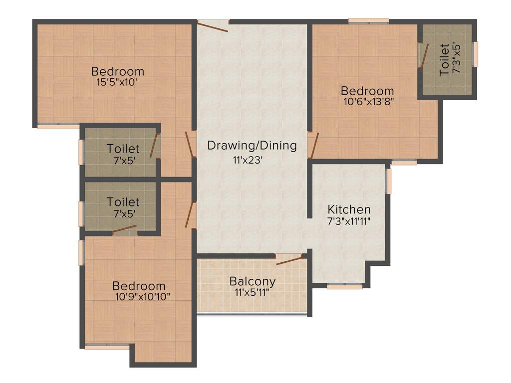 Aashish Acacia (3BHK+3T (1,401 sq ft) 1401 sq ft)