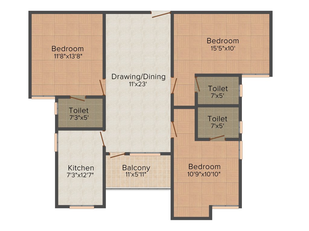 Aashish Acacia (3BHK+3T (1,417 sq ft) 1417 sq ft)