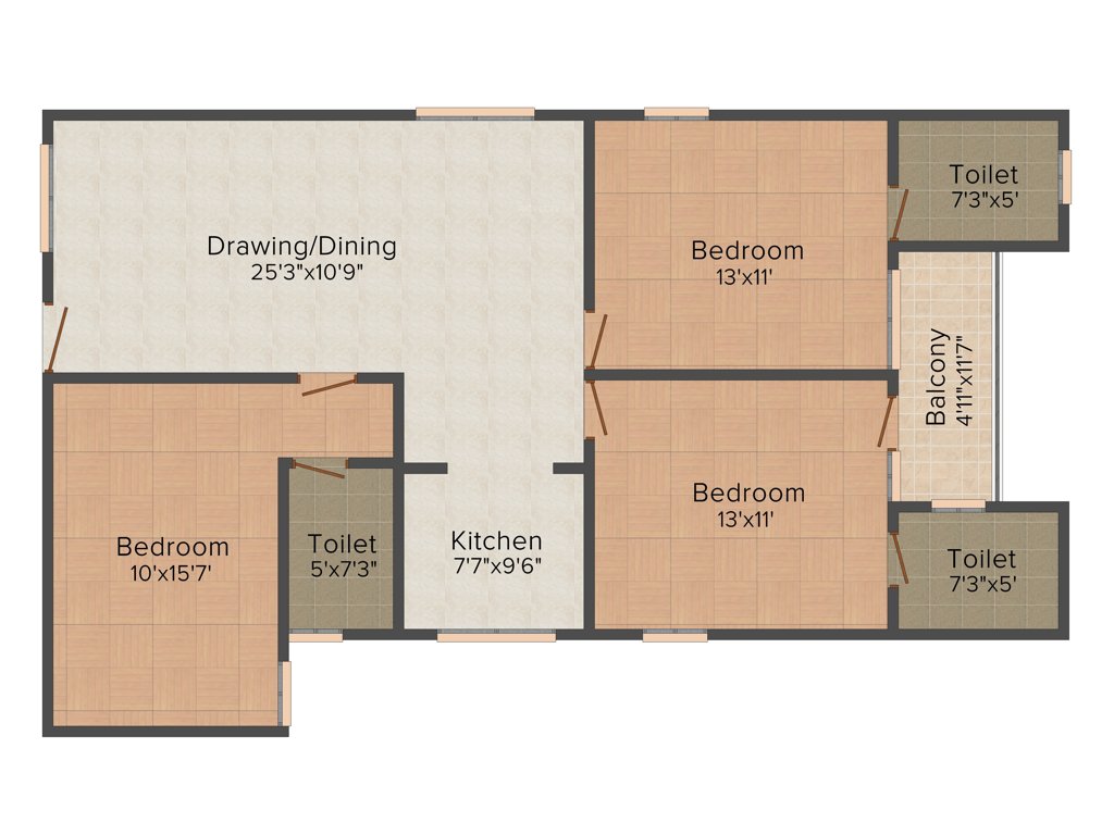 Aashish Acacia (3BHK+3T (1,433 sq ft) 1433 sq ft)