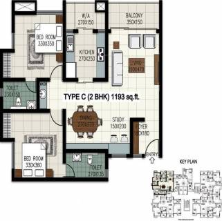 1193 Sq Ft 2 Bhk Floor Plan Image Queens Habitats Windsor Castle