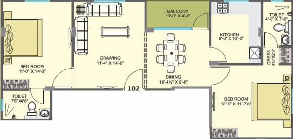 Living Abhyudaya (2BHK+2T (1,130 sq ft) 1130 sq ft) Living Abhyudaya (2BHK+2T (1,130 sq ft) 1130 sq ft)
