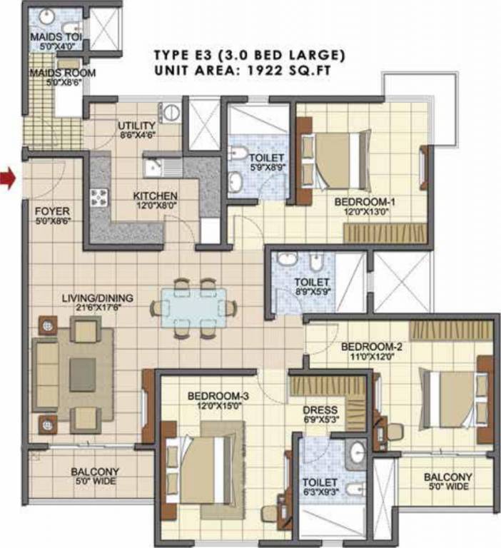 Prestige Song Of The South (3BHK+3T (1,922 sq ft) Servant Room 1922 sq ft) Prestige Song Of The South (3BHK+3T (1,922 sq ft) Servant Room 1922 sq ft)