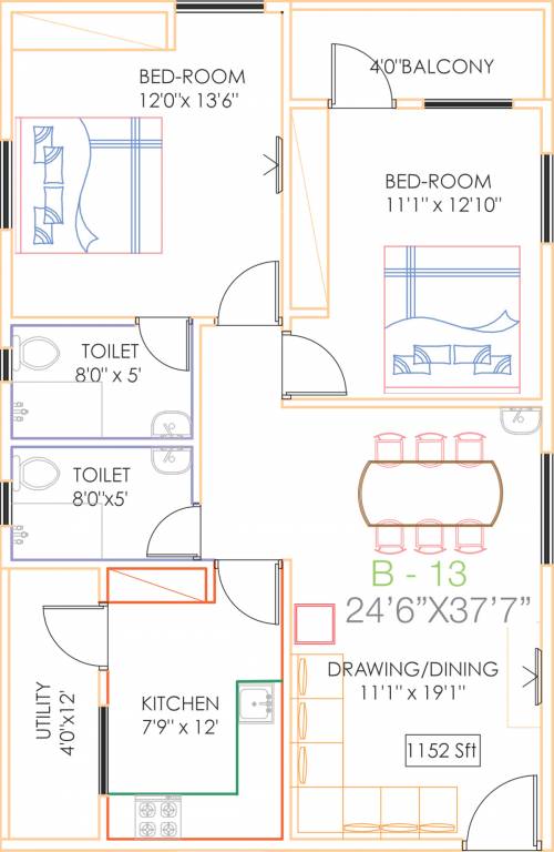Sri Signature (2BHK+2T (1,152 sq ft) 1152 sq ft)
