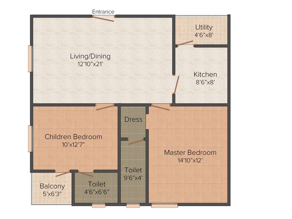 MDVR Byrathi Residency (2BHK+2T (1,041 sq ft) 1041 sq ft)