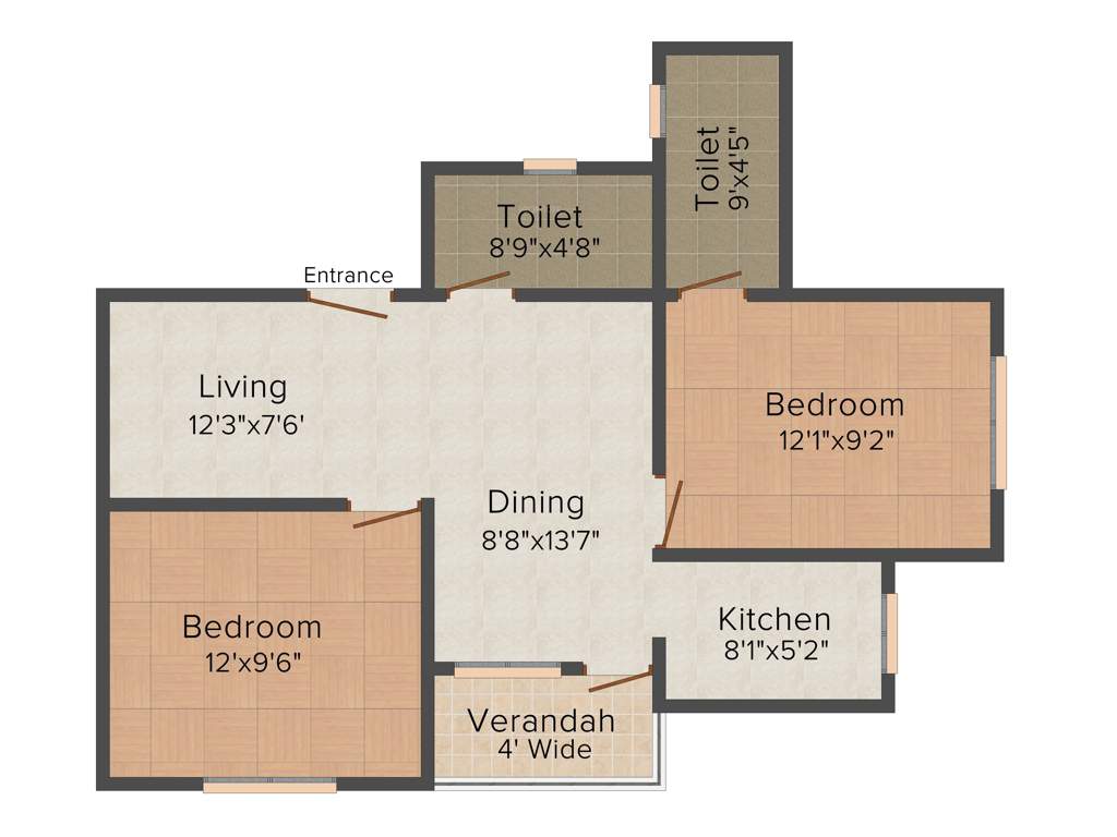 Loharuka Green Enclave (2BHK+2T (873 sq ft) 873 sq ft)
