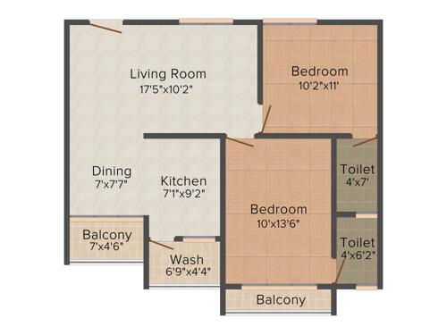 Avis Western Park (2BHK+2T (1,107 sq ft) 1107 sq ft)
