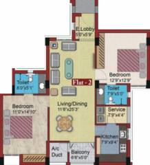 Ramani West Gate (2BHK+2T (1,275 sq ft) 1275 sq ft) Ramani West Gate (2BHK+2T (1,275 sq ft) 1275 sq ft)