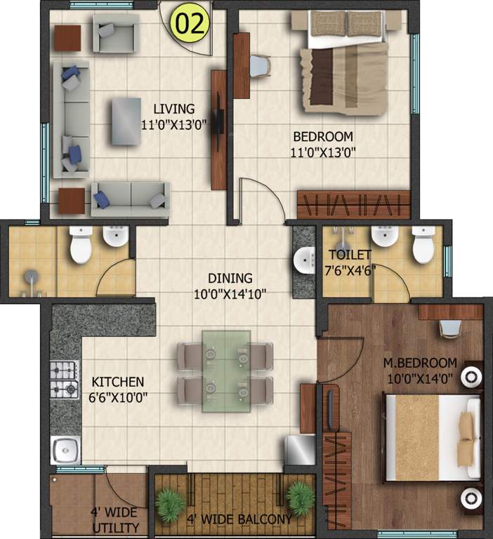 Mana Karmel (2BHK+2T (1,049 sq ft) 1049 sq ft)