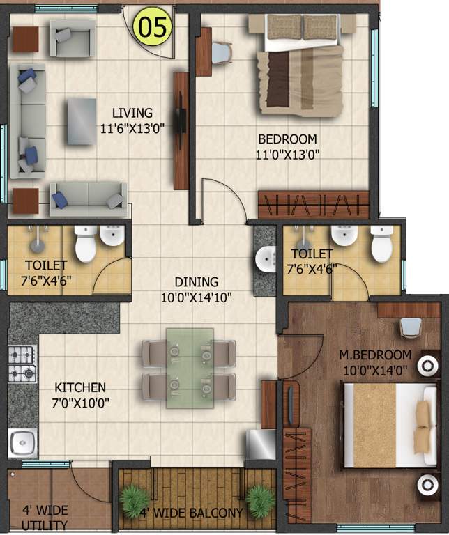 Mana Karmel (2BHK+2T (1,057 sq ft) 1057 sq ft)