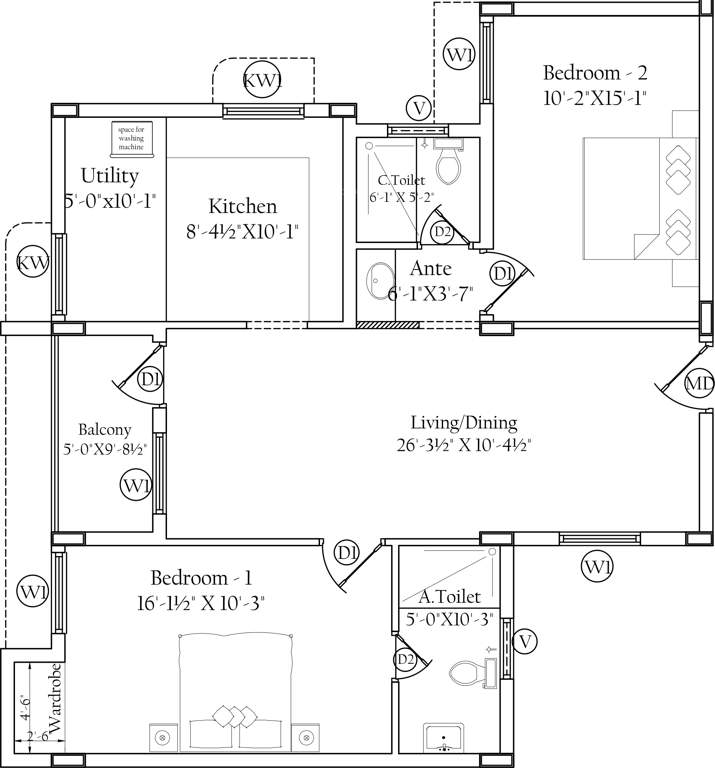 Shriram Sai Shreyas Apartment (2BHK+2T (1,185 sq ft) 1185 sq ft)