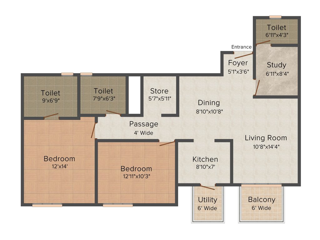 Silverglades Melia First Citizen (2BHK+3T (1,500 sq ft) + Study Room 1500 sq ft)