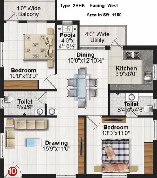 Vishnuteja Gulmohar Residency (2BHK+2T (1,180 sq ft) Pooja Room 1180 sq ft) Vishnuteja Gulmohar Residency (2BHK+2T (1,180 sq ft) Pooja Room 1180 sq ft)
