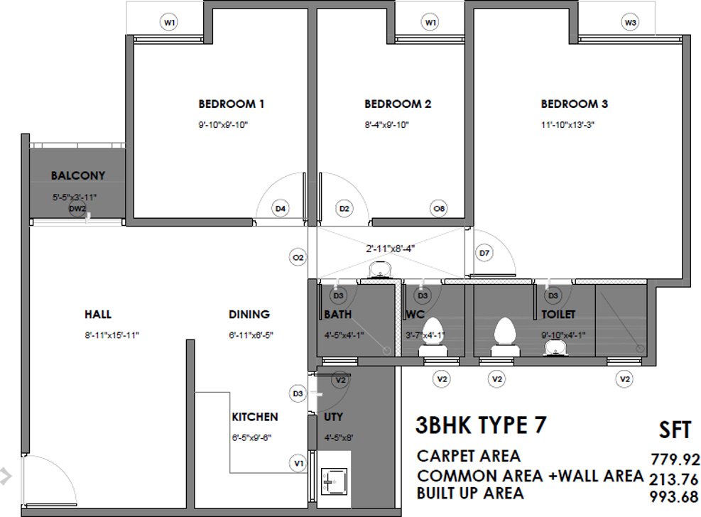 VBHC Vaibhava (3BHK+2T (994 sq ft) 994 sq ft)