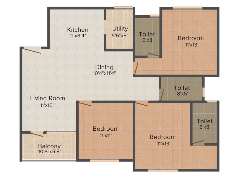 MIMS Residency (3BHK+3T (1,550 sq ft) 1550 sq ft)