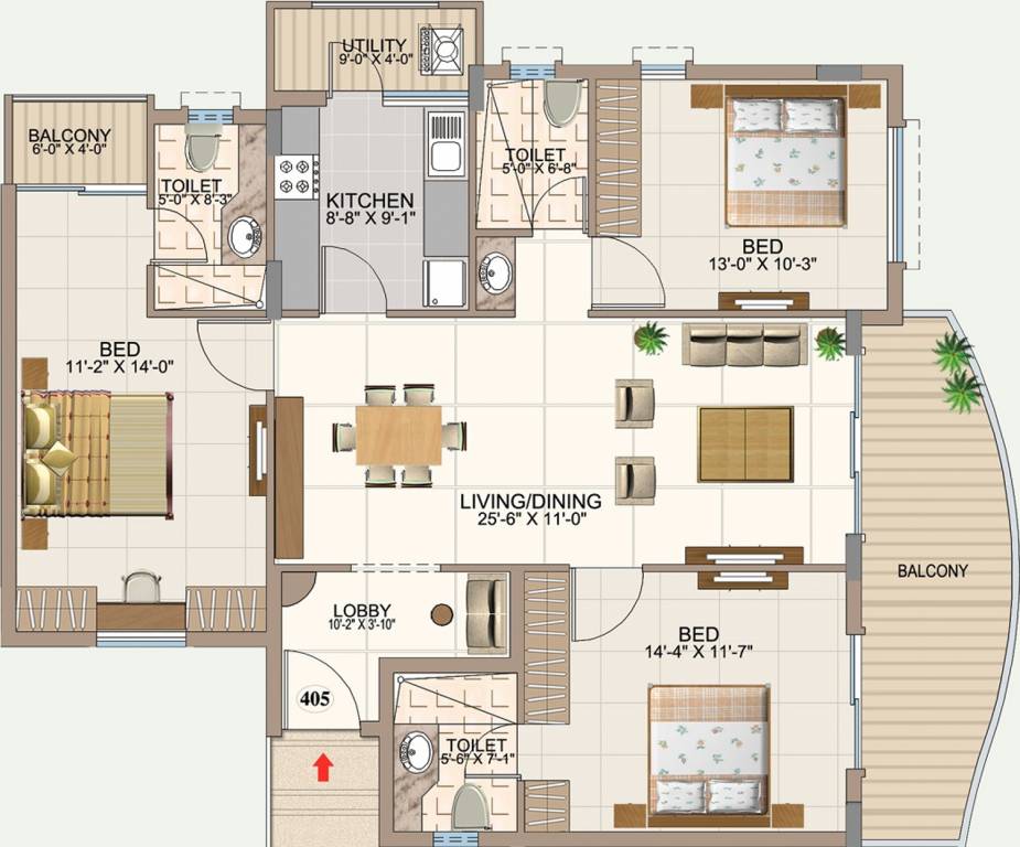 Aswan The Courtyard Square (3BHK+3T (1,675 sq ft) 1675 sq ft)