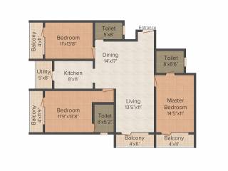 MSR Blue Petals (3BHK+3T (1,810 sq ft) 1810 sq ft) MSR Blue Petals (3BHK+3T (1,810 sq ft) 1810 sq ft)