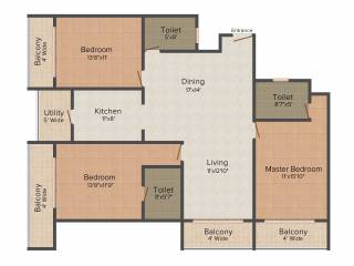 MSR Blue Petals (3BHK+3T (1,845 sq ft) 1845 sq ft) MSR Blue Petals (3BHK+3T (1,845 sq ft) 1845 sq ft)