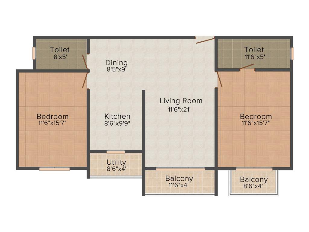 MSR Daffodils (2BHK+2T (1,288 sq ft) 1288 sq ft)