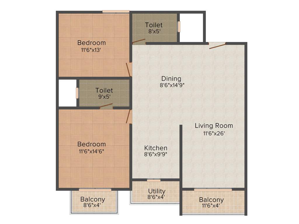 MSR Daffodils (2BHK+2T (1,383 sq ft) 1383 sq ft)