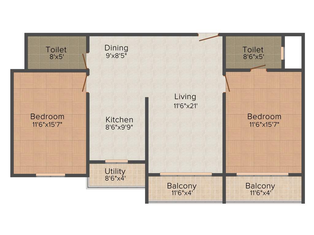 MSR Daffodils (2BHK+2T (1,311 sq ft) 1311 sq ft)