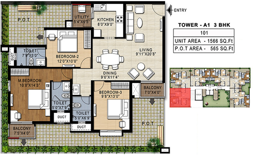 Doshi Risington (3BHK+3T (1,566 sq ft) 1566 sq ft) Doshi Risington (3BHK+3T (1,566 sq ft) 1566 sq ft)
