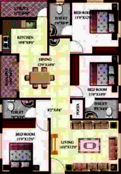 SLV Realtor P Square Relais (3BHK+3T (1,400 sq ft) 1400 sq ft)