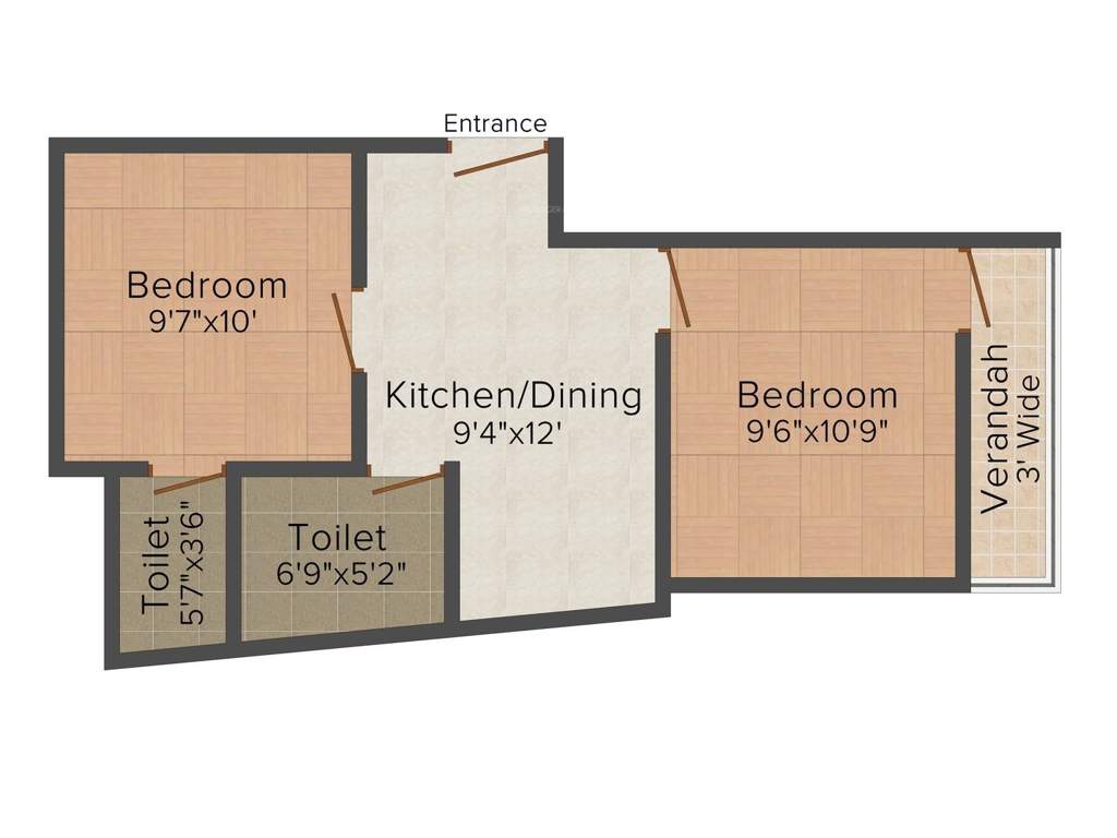 Jinia Madhabi Apartment (2BHK+2T (594 sq ft) 594 sq ft)