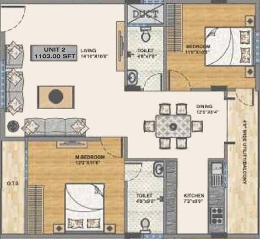 Arvind Shambhavi (2BHK+2T (1,103 sq ft) 1103 sq ft)