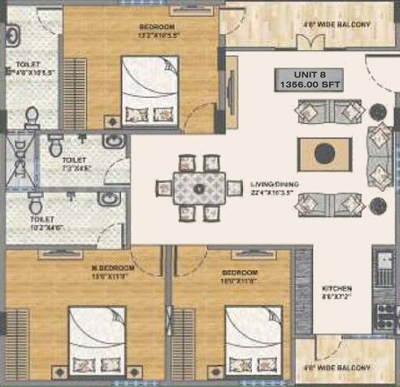 Arvind Shambhavi (3BHK+3T (1,356 sq ft) 1356 sq ft) Arvind Shambhavi (3BHK+3T (1,356 sq ft) 1356 sq ft)