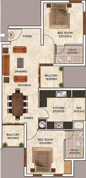 Melon Rejoyz (2BHK+2T (1,180 sq ft) 1180 sq ft)