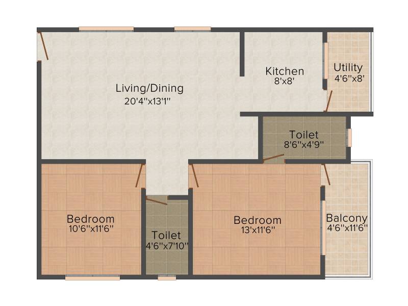 Keystone Sanvi Residency (2BHK+2T (1,070 sq ft) 1070 sq ft)