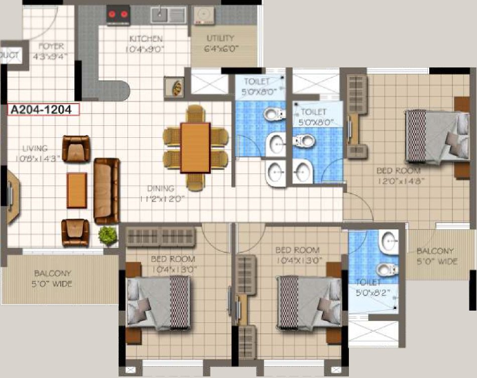 Supertech Micasa (3BHK+3T (1,725 sq ft) 1725 sq ft)