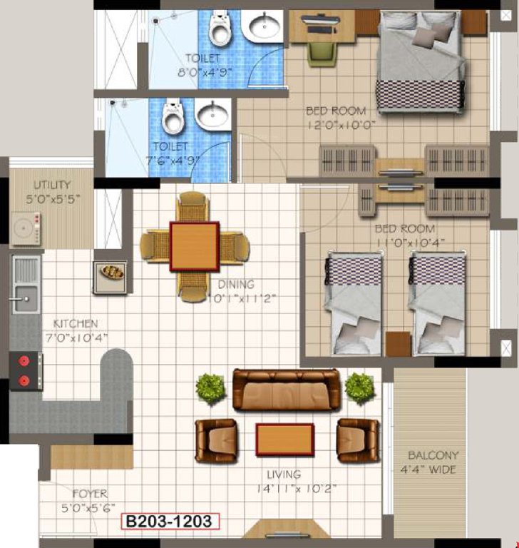 Supertech Micasa (2BHK+2T (1,129 sq ft) 1129 sq ft)