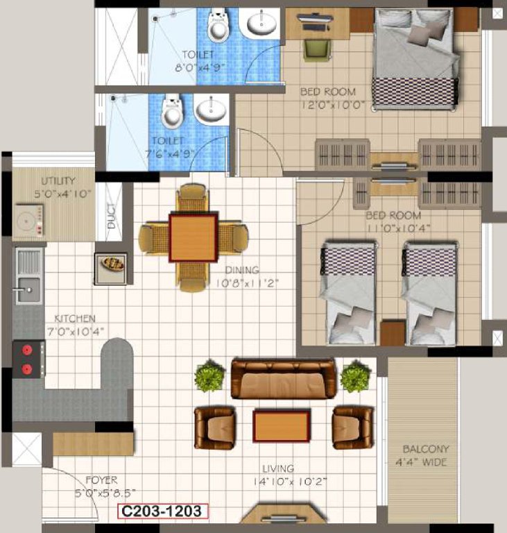 Supertech Micasa (2BHK+2T (1,130 sq ft) 1130 sq ft)