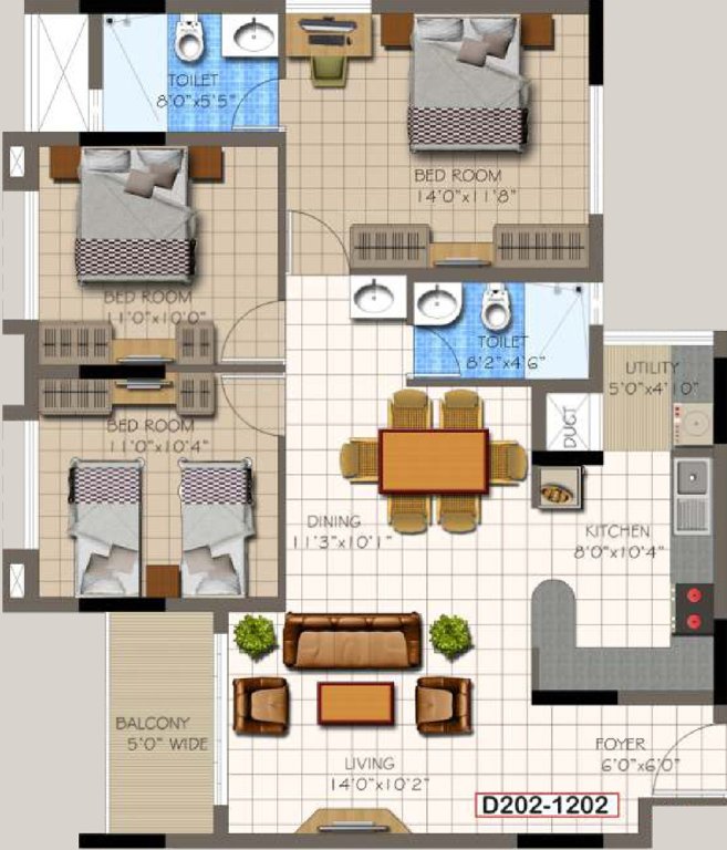 Supertech Micasa (3BHK+2T (1,419 sq ft) 1419 sq ft)