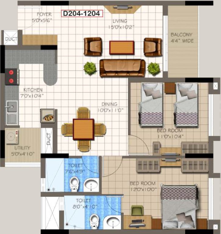 Supertech Micasa (2BHK+2T (1,135 sq ft) 1135 sq ft)