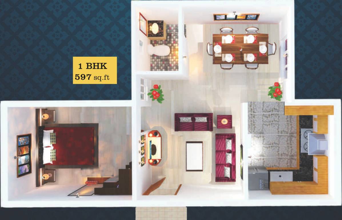 Creations Genesis (1BHK+1T (597 sq ft) 597 sq ft) Creations Genesis (1BHK+1T (597 sq ft) 597 sq ft)